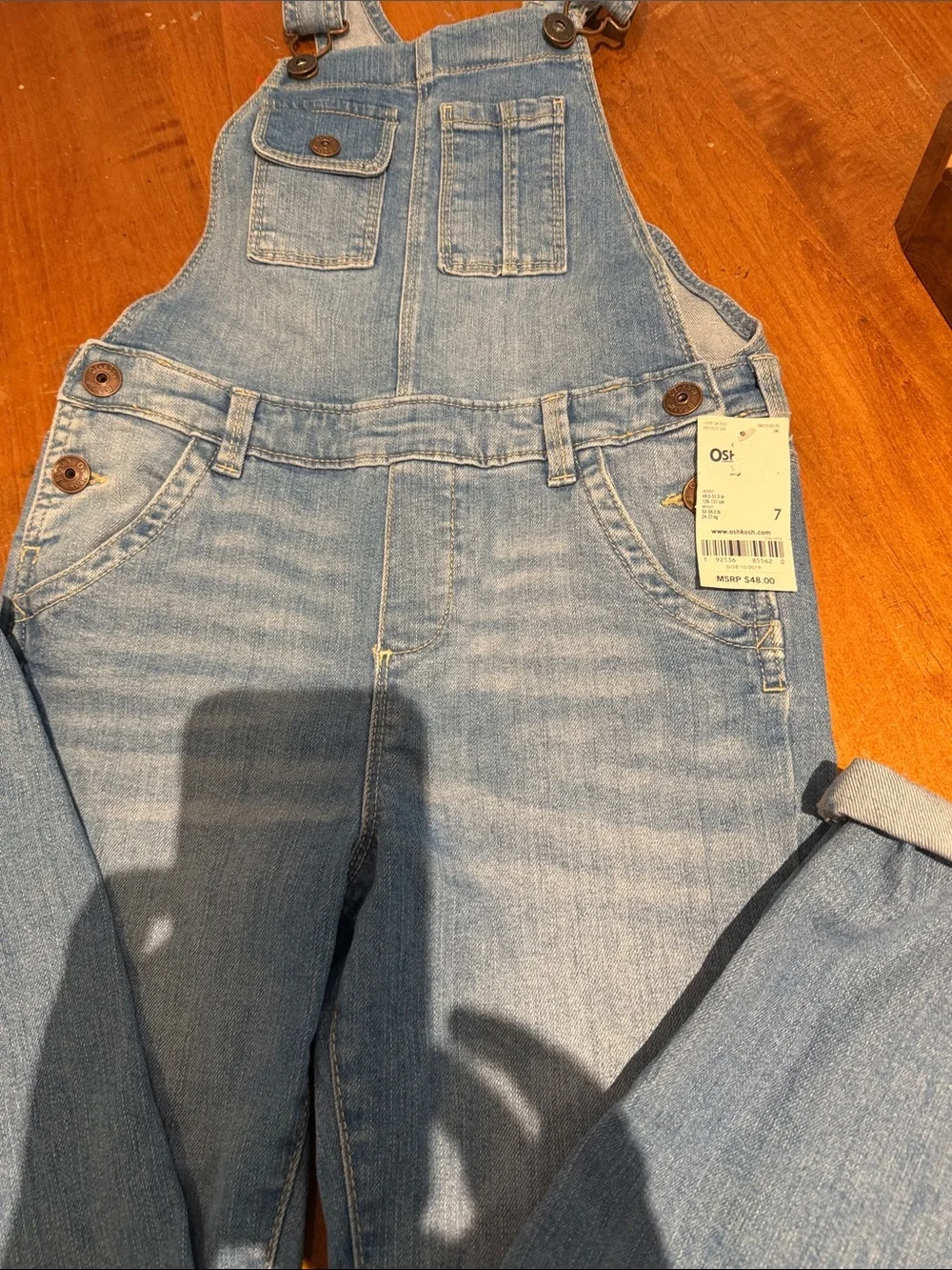OshKosh B'gosh Light Blue Denim Girls' Overalls with Front Pockets